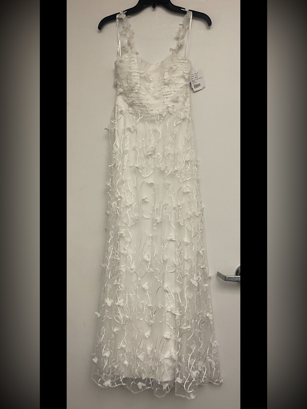 Dessy White Floral Appliqué Maxi Dress- NWT - Picture 5 of 11